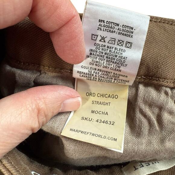 Warp Weft Khaki Jeans Pants Mocha Chicago Straight 33 Order Dynamic Stretch NWT - Picture 7 of 12